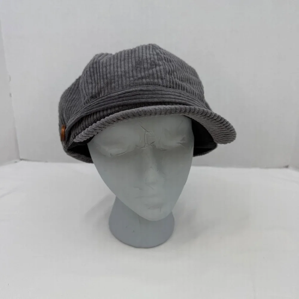 Vintage Y2K Gray Corduroy Newsboy Cap Baker Boy Hat FWCAB114 One Size